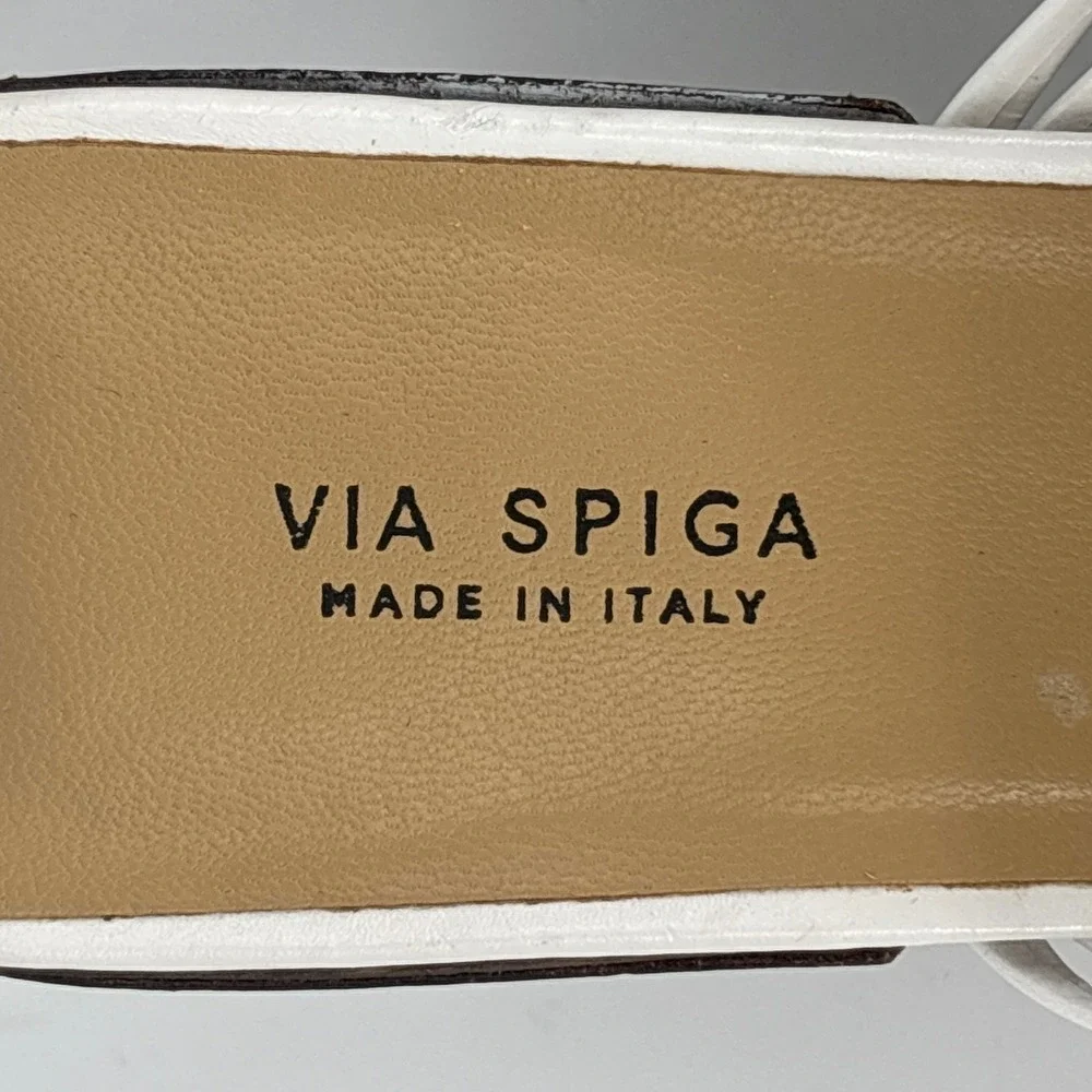 Via Spiga Mariam Block Heel Sandal Porcelain White Women Size 9 Strappy Open Toe